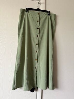 Sage Button-Front A-Line maxi Skirt